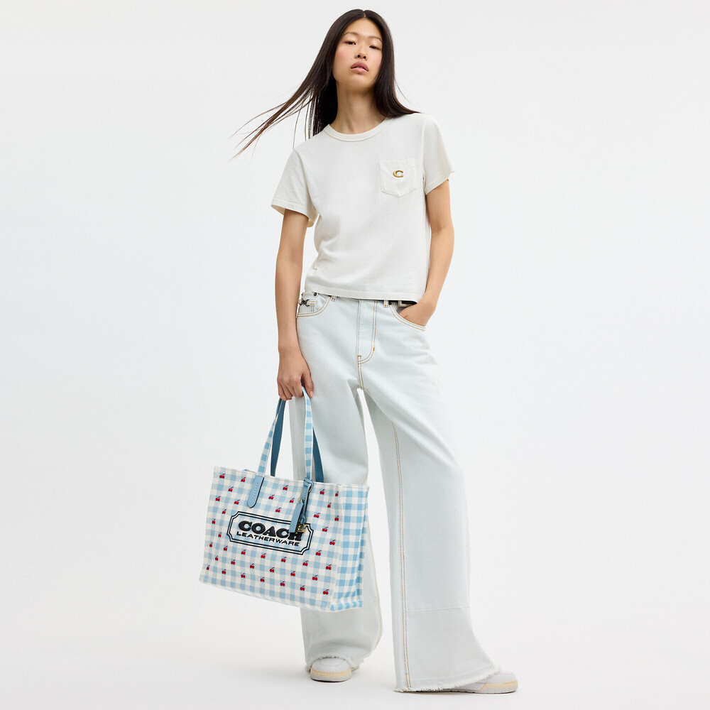 Coach Outlet Tote Bag With Gingham Print